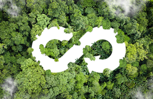 Icono de economía circular. El concepto de eternidad, infinito e ilimitado, economía circular para el crecimiento futuro de los negocios y el medio ambiente sostenible sobre un fondo natural.